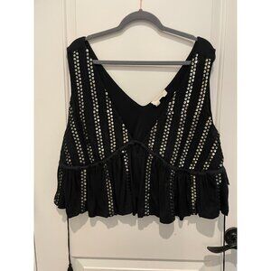 Anthropologie | Womans Size 1X Forever That Girl Black Cropped Sequin Top